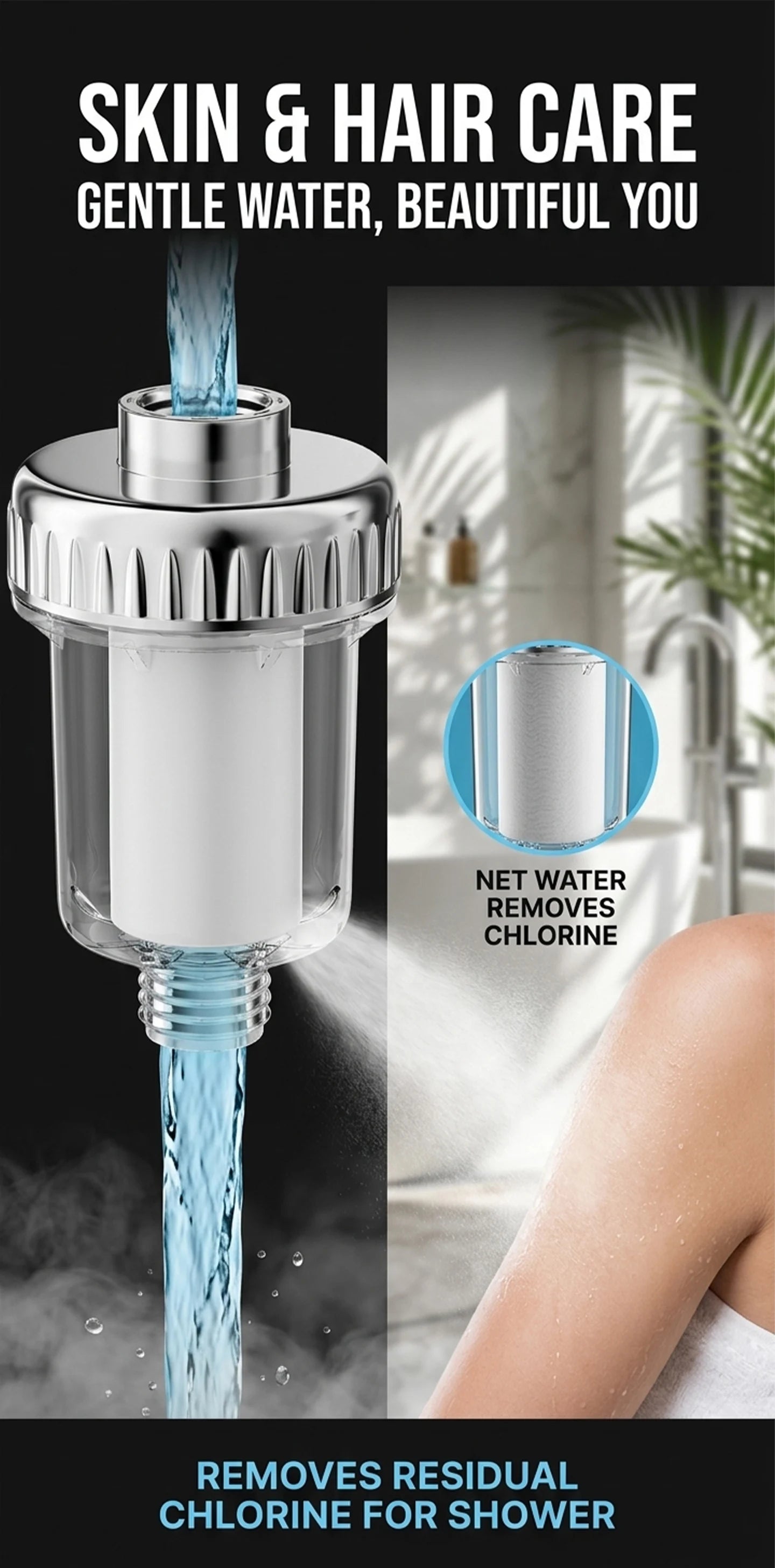 Water Heater Pre Filter Shower Head Filter Transparent Window 20mm Universal Connector Hard Water Purifier Accessory
