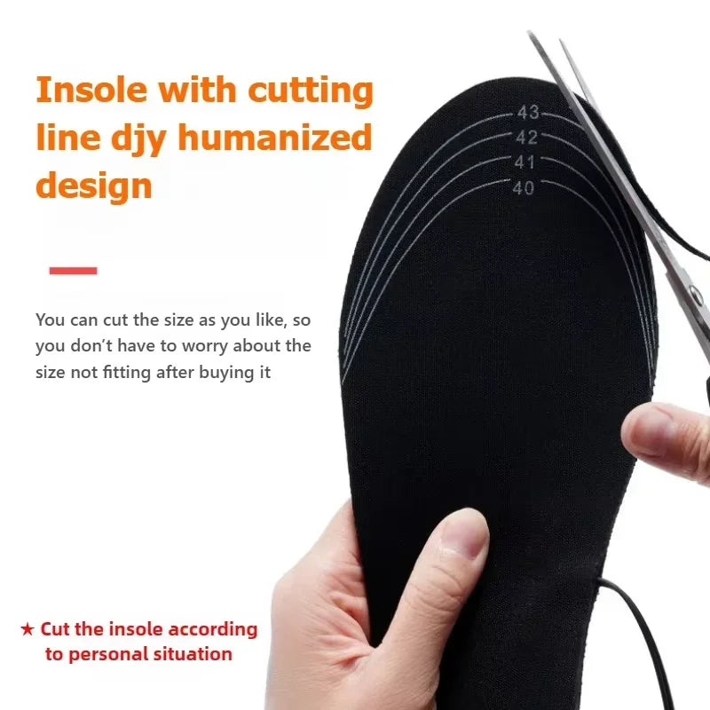 1Pair Winter Heated Insoles USB Heating Feet Warmer Thermal Shoes Sock Pad Heated Insoles Washable Full Foot Fever Unisex