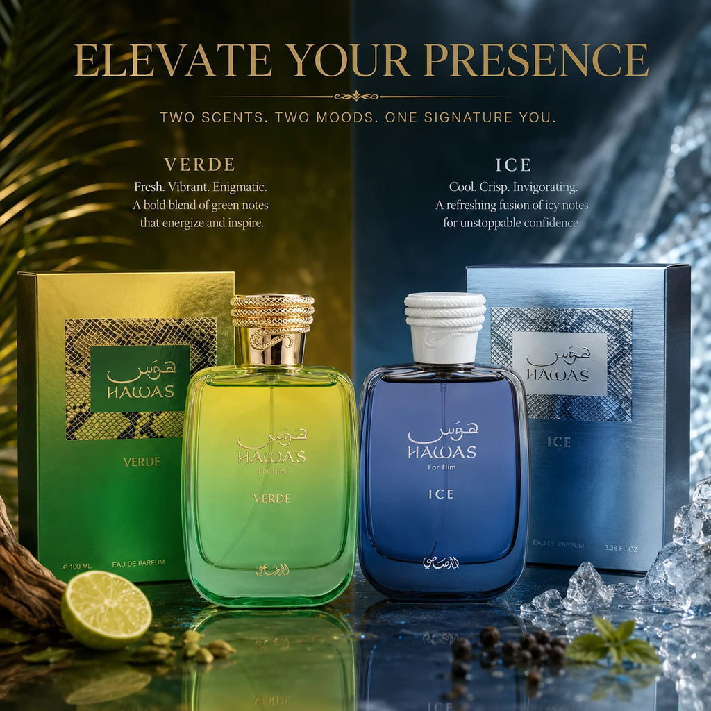 Premium Hawas Verde & Hawas Ice Eau De Parfum For Him Long Lasting Scent Fresh Aquatic Perfume Men Fragrance Luxurious Gift