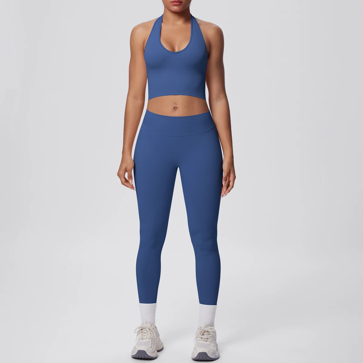 Rooftrellen 2PCS/set Women Gym Sports Yoga Set Breathable Shockproof Workout Top Backless Bra Push Up Fitness Pants Yoga Set