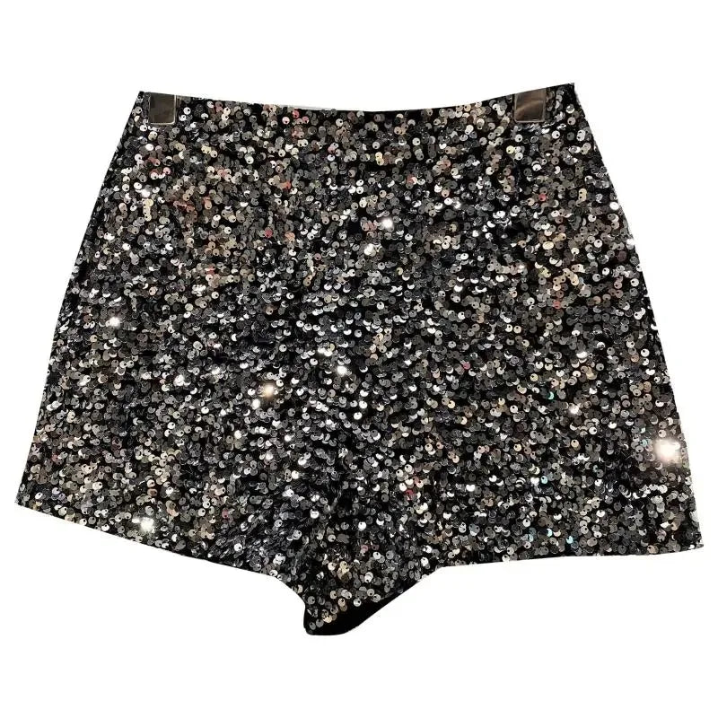 Spring/summer new Spice Girls sequin zipper shorts Slimming suede embroidered beaded casual pants