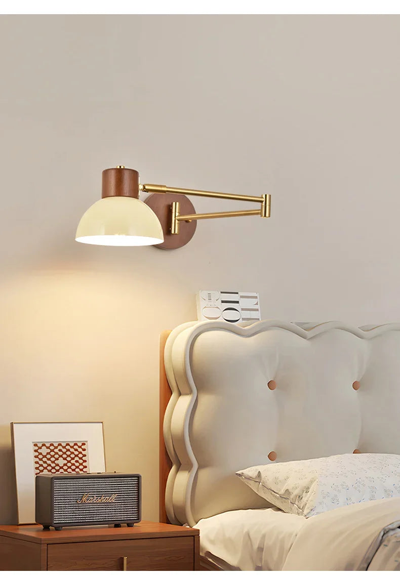 LED Bedroom Bedside Wall Lamp Swing Arm Wall Light Folding Telescopic Study Reading Lamp Study Decor Sconce Lighting