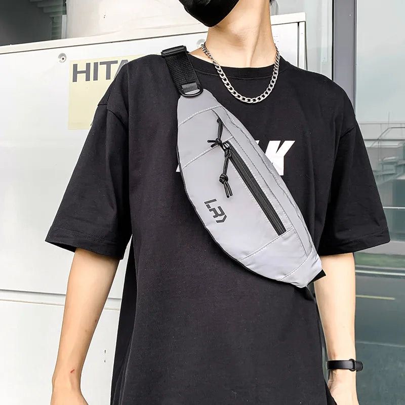 Techwear Style Colorful Reflective Fanny Pack Punk Hip Hop Crossbody Bag Men Women Outdoor Casual Motorcycle Sport Waist Bag