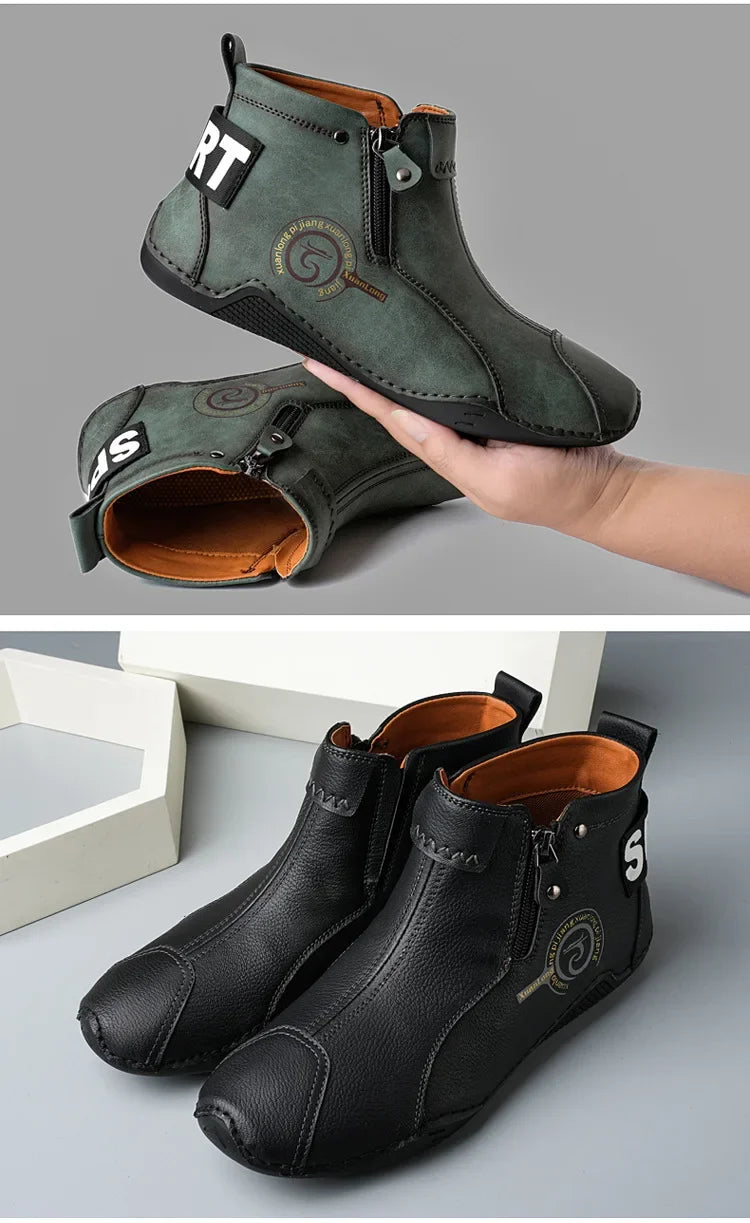 Autumn and Winter New Men's Short Boots  British Classic Retro Flat Bottom Cotton Shoes Outdoor Business Sports Casual Shoes