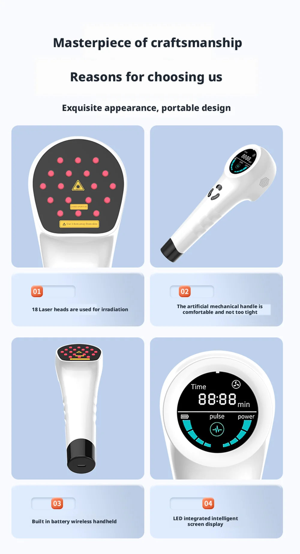 650nm+808nm Handheld Face Body Red Light Infrared Beauty Device Skin Rejuvenation Muscle Joint Body Fatigue Relief Health Care