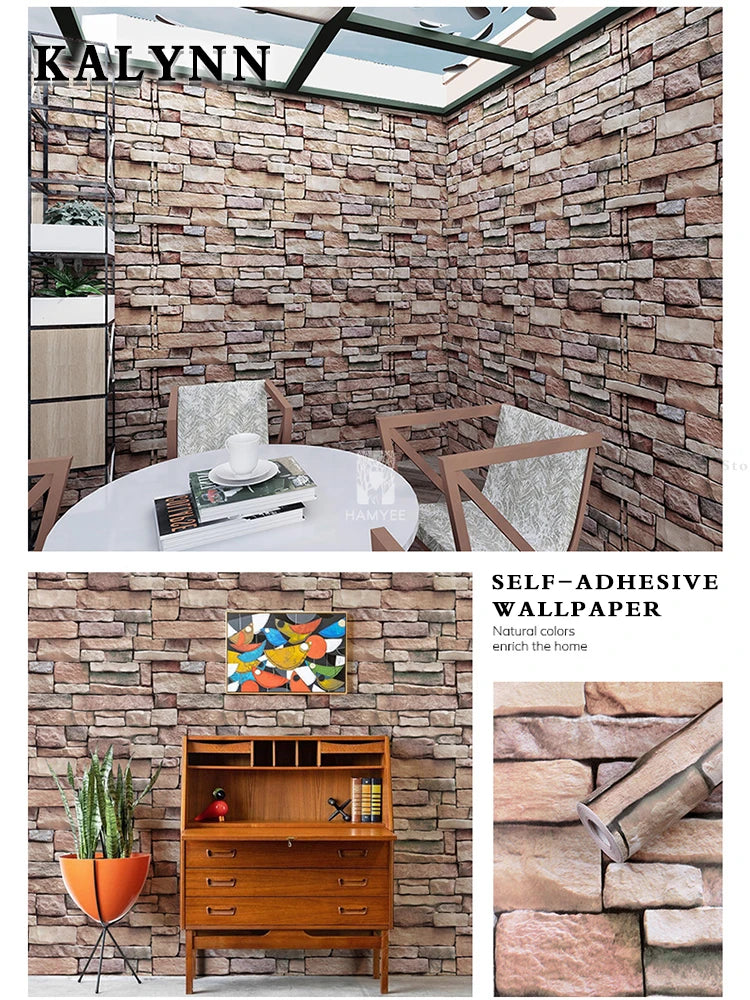 Brick Wallpaper Peel and Stick Self-Adhesive Wall Paper Grey Brick Contact Pape for Bedroom Living Room Decoration DIY Stickers