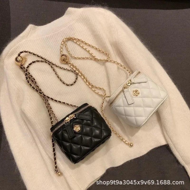 2026 New Secret Garden Camellia Pattern Quilted Chain Box Bag Mini Ladies Single Shoulder Crossbody Bag