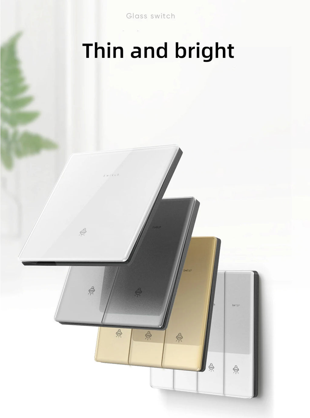 Wall Lamp Switch Panel Tempered Glass International Switch 1/2/3/4 Gang 1/2 Way Steel Rocker Light Switch On/Off Stair Switch