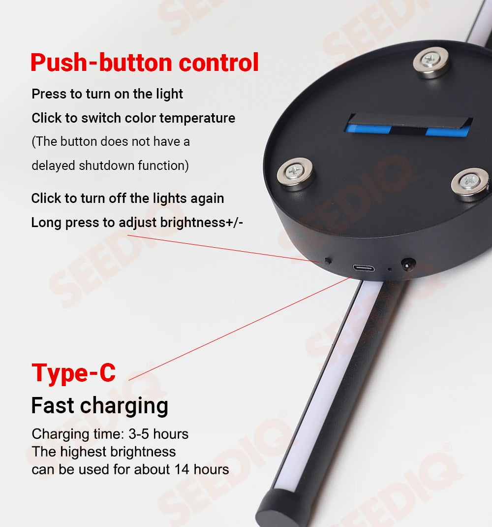 Rechargeable Battery Operated Wall Light Installation Free Wall Sconce 1PC 50CM Dimming For Livingroom Sofe Beside Bedroom