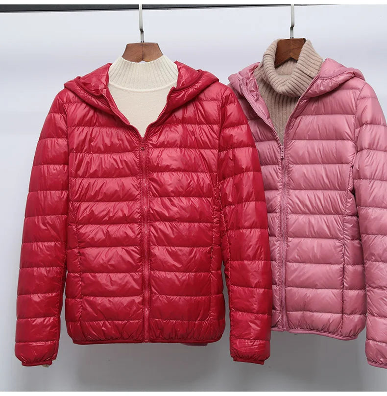 2024 New Women Thin Down Jacket White Duck Down Ultralight Jackets Autumn And Winter Warm Coats Portable Outwear