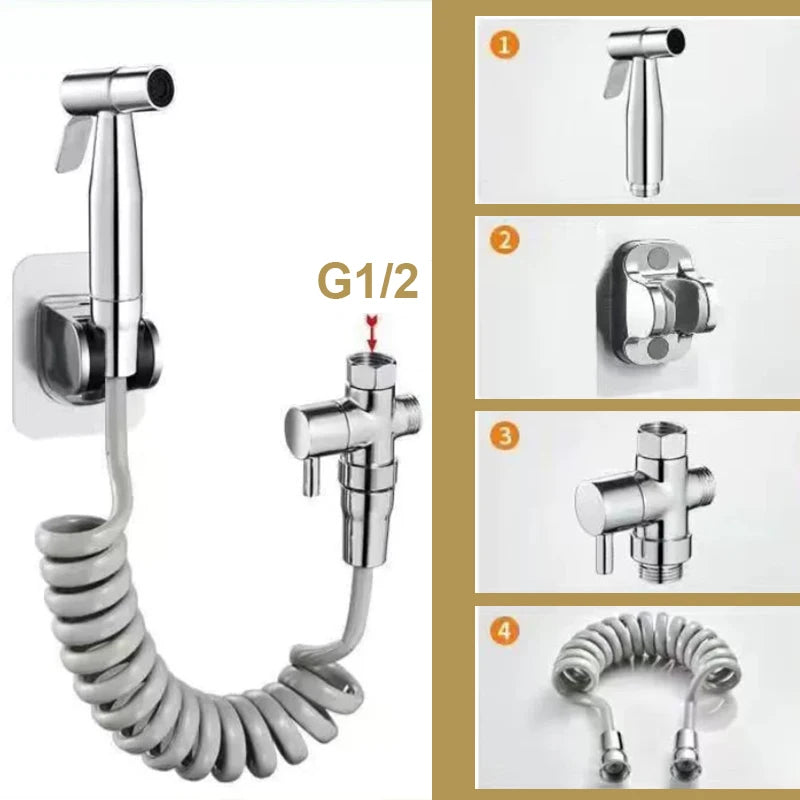 Black Toilet Bidet Faucet Handheld Sprayer Stainless Steel Bathroom Hand Bidet Sprayer Set Hose Toilet Self Cleaning Shower Head