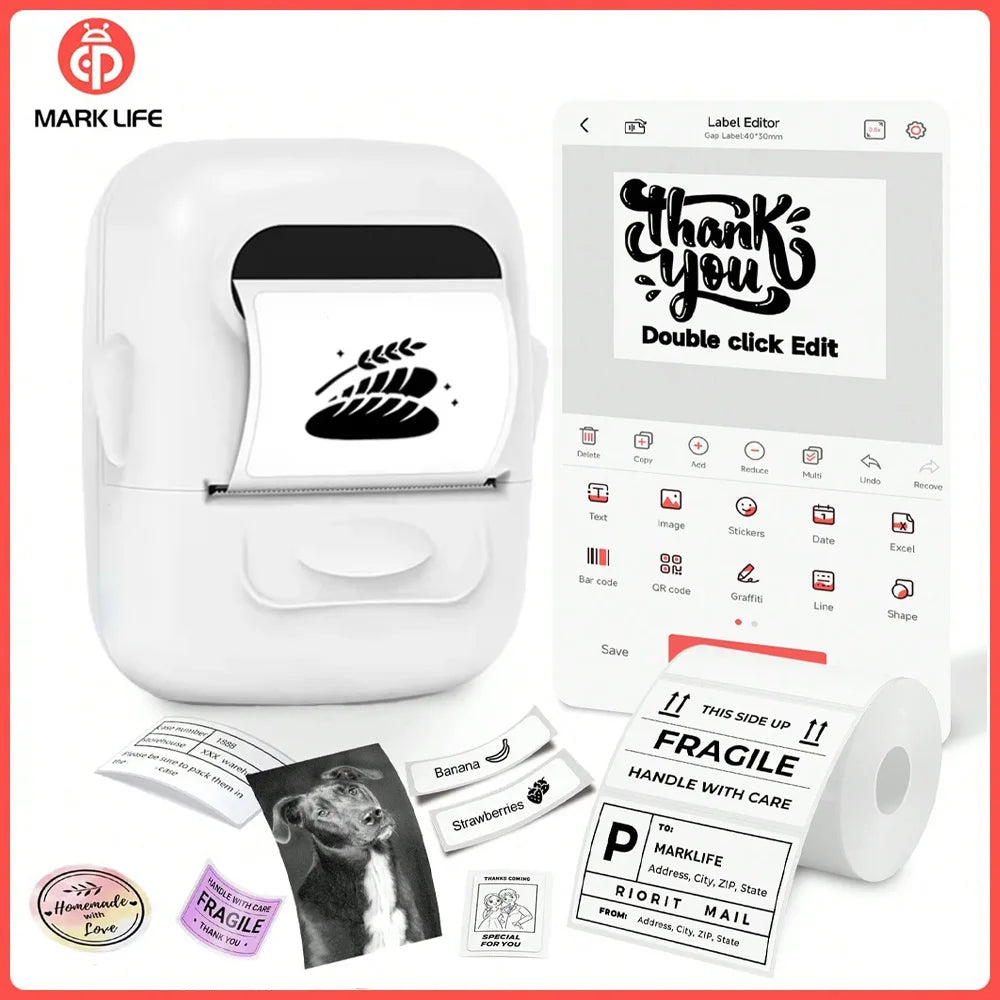 Marklife P50 Bluetooth Mini Portable Thermal Label Maker Printer, Wireless Barcode Price Tag Sticker Printer For Small Business