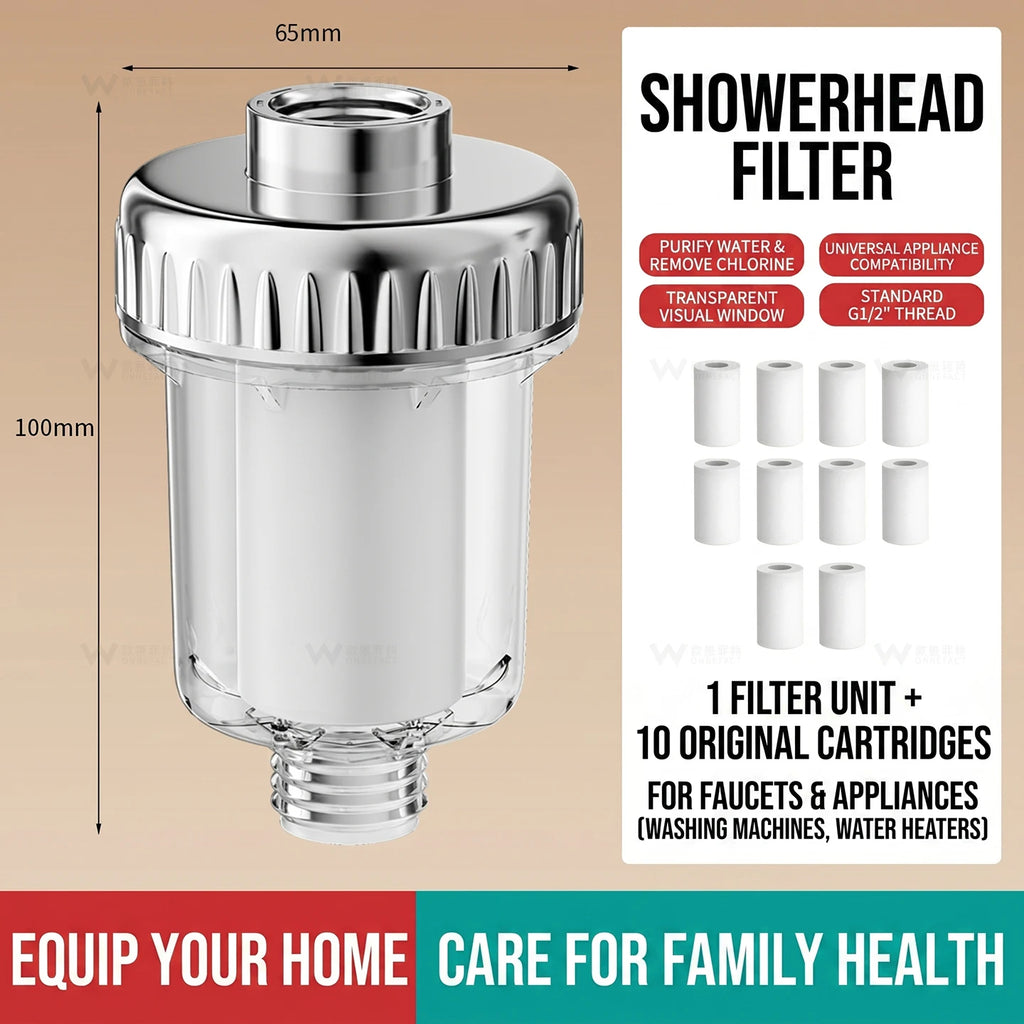 Water Heater Pre Filter Shower Head Filter Transparent Window 20mm Universal Connector Hard Water Purifier Accessory