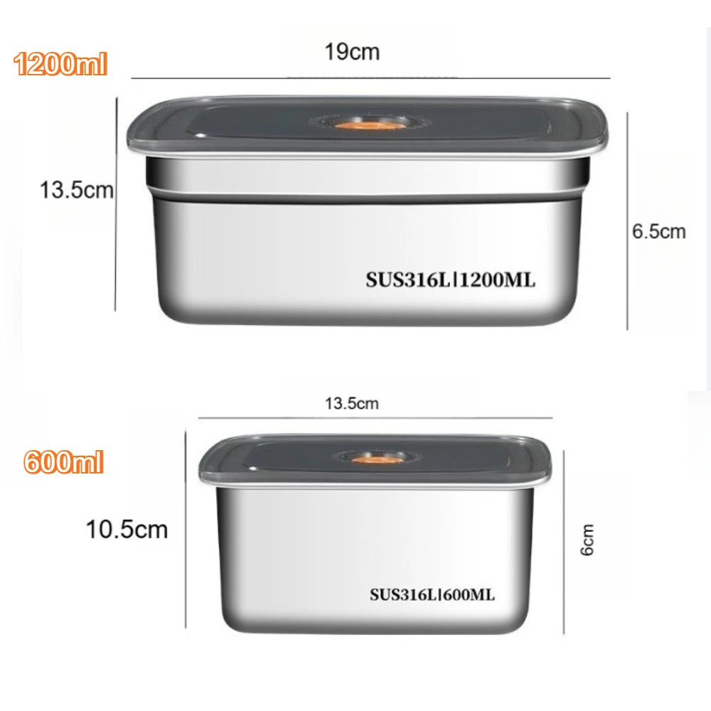 Food Storage Container Airtight Leakproof Lunch Box Freezer Microwave Safe Metal Meal Prep Box Refrigerator Food Keeper with Lid