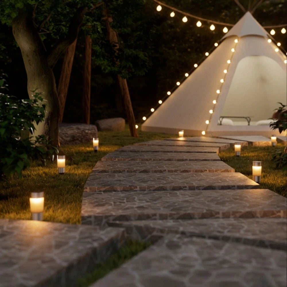 Mini Solar Pathway Lights Outdoor Solar Walkway Lights Stainless Steel Lights for Garden Yard Landscape Driveway Patio Decor