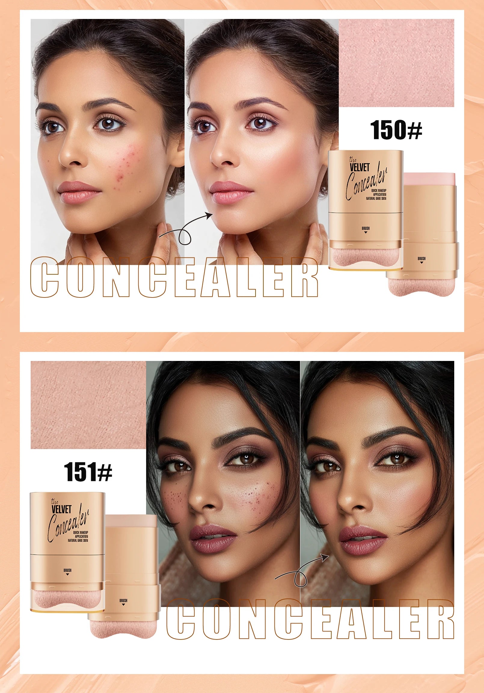 Four-Color Concealer to Cover Dark Circles, Tattoos, Acne Marks, Facial Concealer, Contouring, Waterproof Foundation, Beauty Makeup