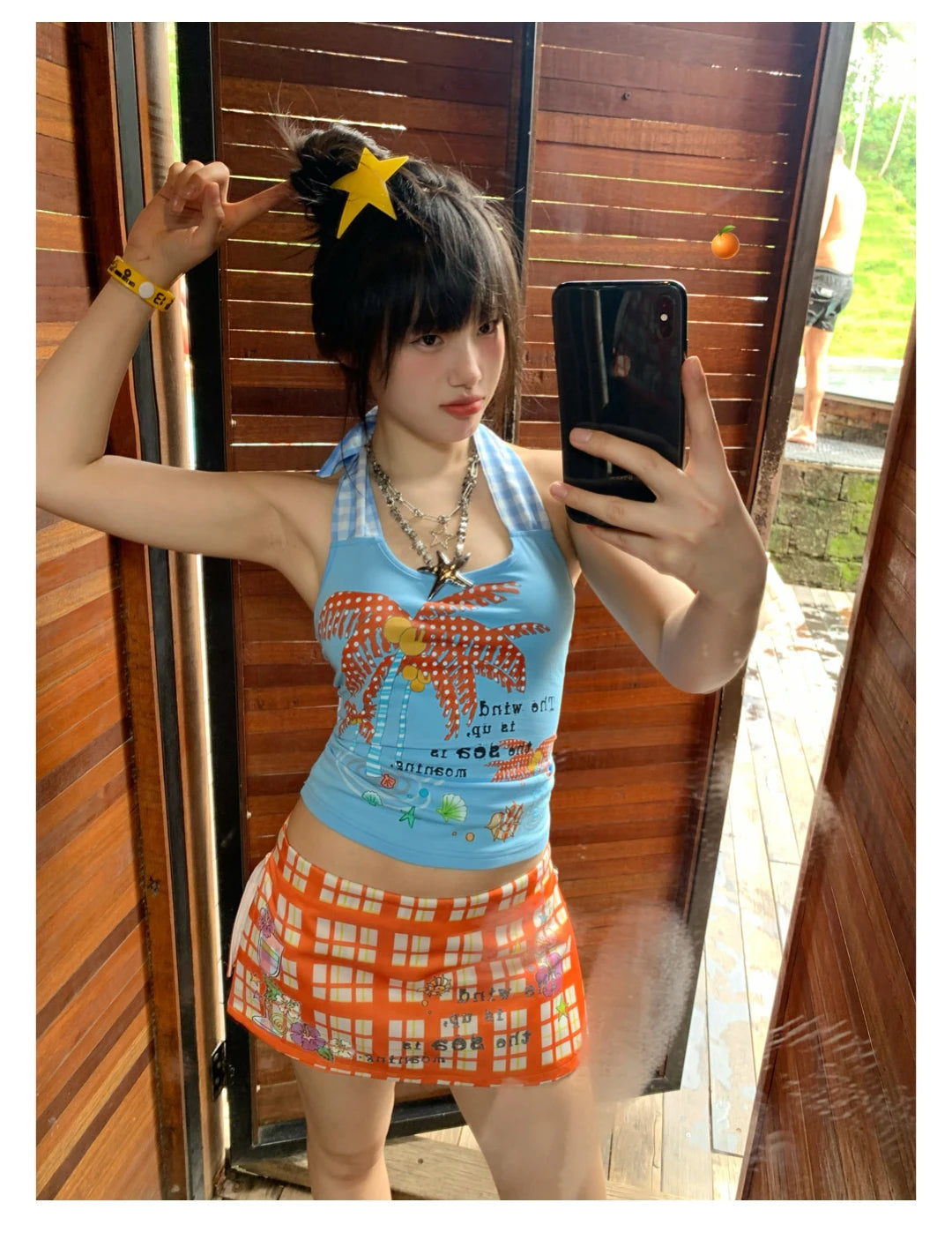 Erwofeina Hotsweet Blue Patchwork Plaid Halter Tops 2000s Clothes Y2k Sleeveless Camis Summer Tank Tops Beach Camisole Chic