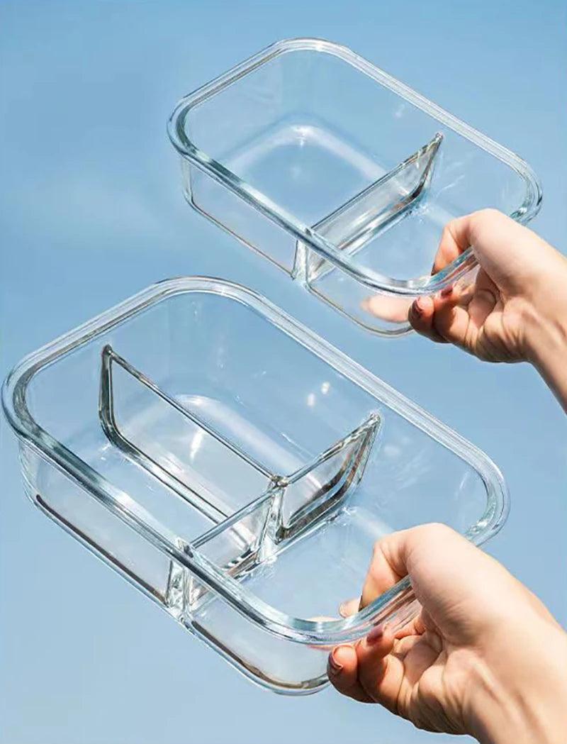 High quality Lunch Box Glass 1050ml Food Storage Box Microwave Bento Box school food containers compartment