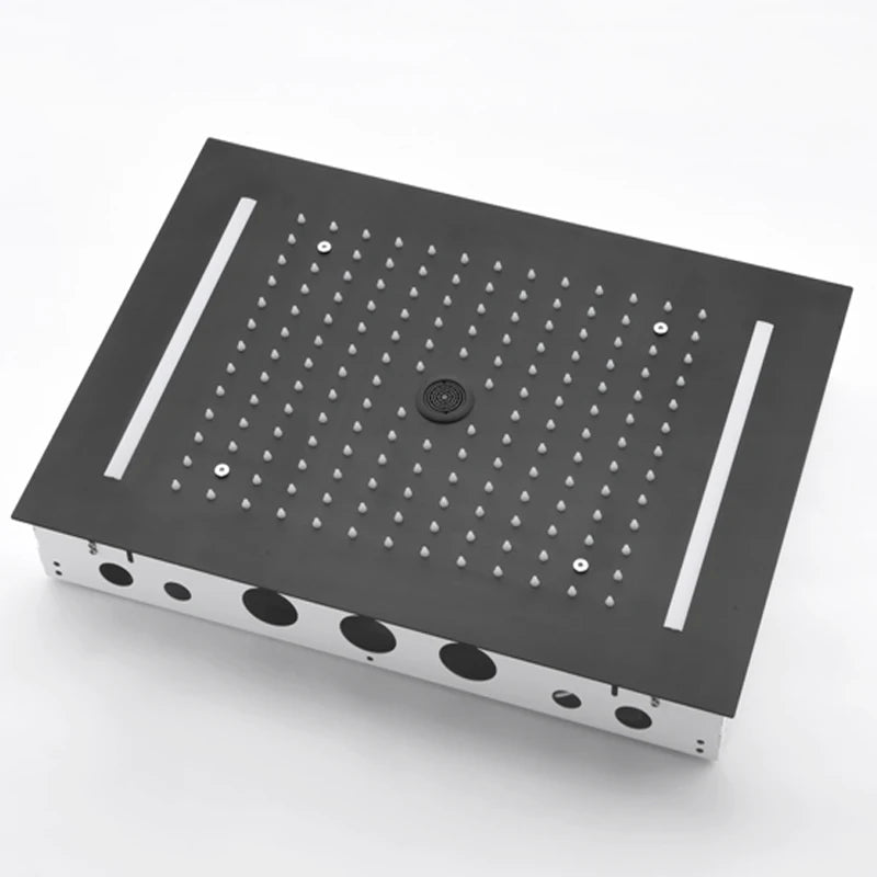 Digital Shower Set Ceiling Rain Shower Head LED Black Thermostatic Mixing Valve