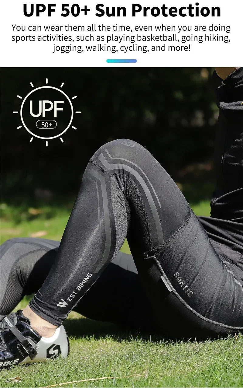 WEST BIKING Sports Compression Leg Sleeves Men Women MTB Winter Fleece Leg Warmers Men Women Cycling Running Basketball Leggings