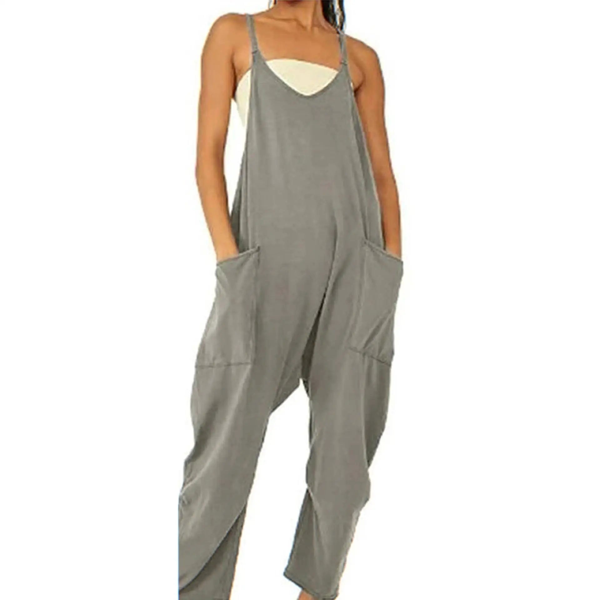 Women Casual Spaghetti Strap Sleeveless Jumpsuit Vintage Harajuku Wide Leg Loose Pants Summer Solid Oversize Overalls Rompers