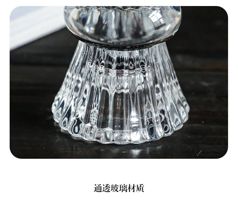 Creative Light Luxury Glass Candlestick European Retro Home Decoration Romantic Bar Skirt Double Use Candle Cup Holder Ornament