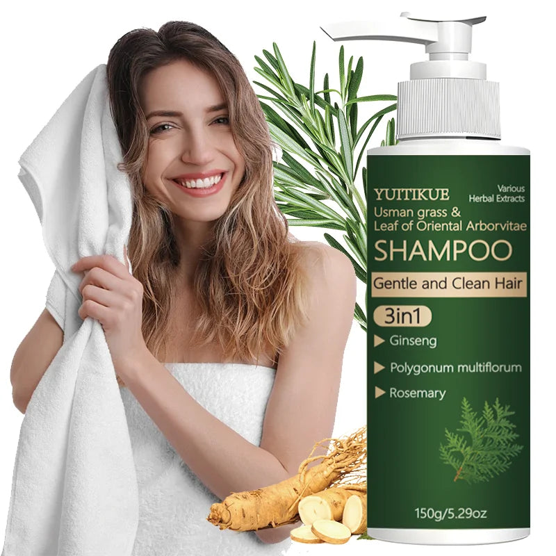YUITIKUE 3-in-1 Herbal Shampoo | Usman Grass, Ginseng, Polygonum & Rosemary, Gentle Cleansing 150g