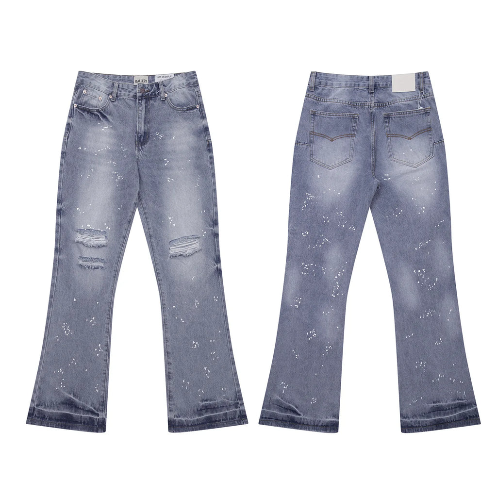 Denim Bell-bottoms Washed And Worn Patchwork Jeans