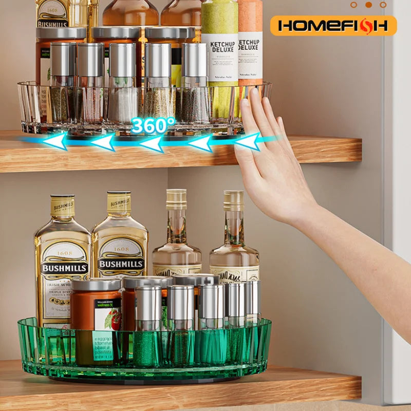 Rotating Countertop Storage Shelf Multi-scene Organizer Stand Kitchen Spice Bottle Holder Bathroom Cosmetic Storage Rack