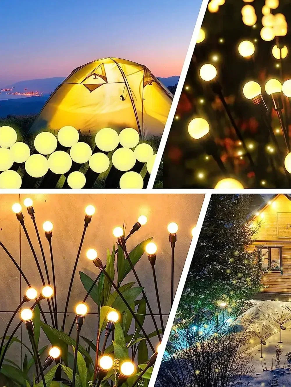 Solar Firefly Garden Lights Waterproof Outdoor LED Pathway Lights for Lawn Yard Landscape Decoration