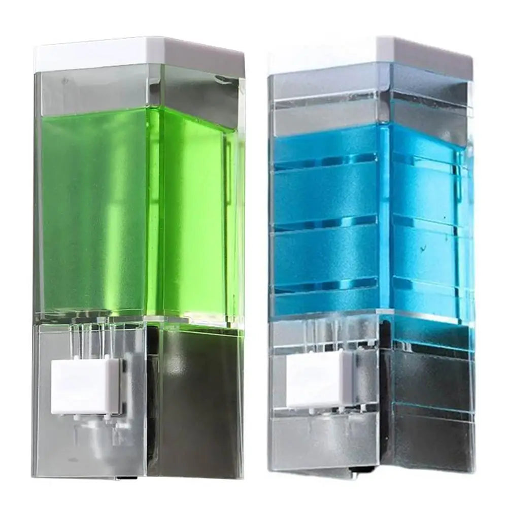 No Drill Wall Mounted Manual Press Soap Dispenser Transparent Soap Bottle Shampoo Dispenser for Bathroom Shower   JJ1587
