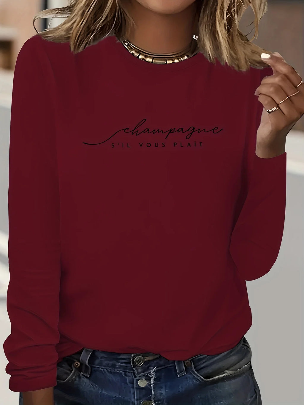 100% pure cotton women's spring and autumn loose casual skull and rose graphic printed long sleeved round neck T-shirt