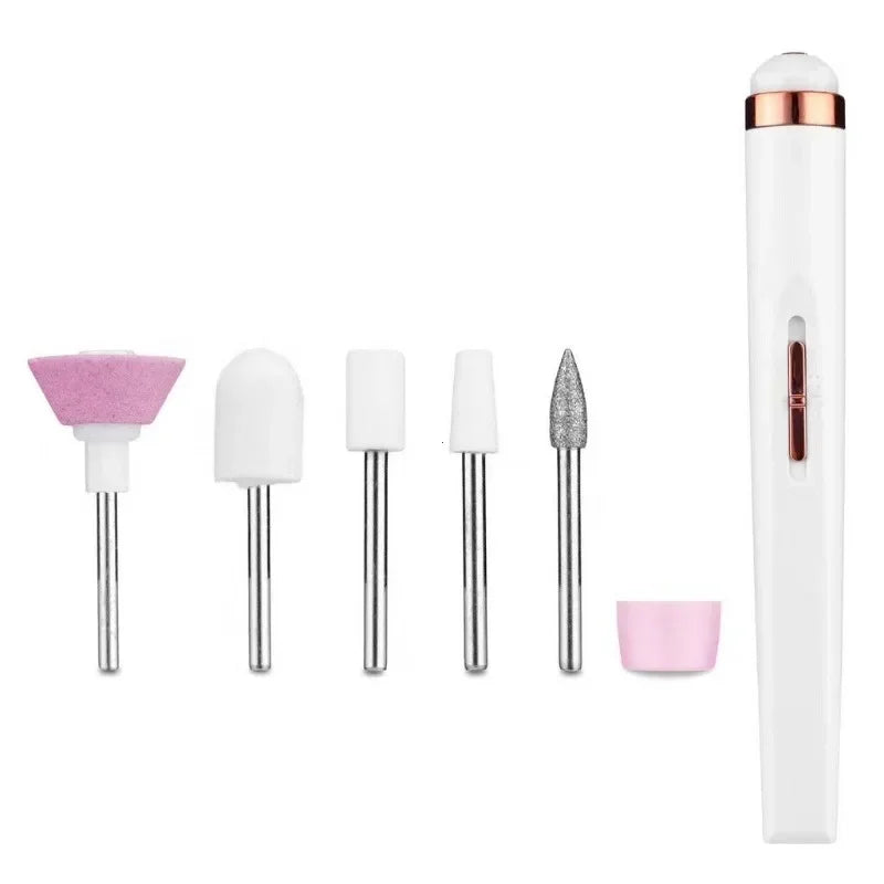 Nail Polishing Machine Electric Nail Grinder With Light Portable Mini Electric Manicure Art Pen Tools With Bag For Gel Removing