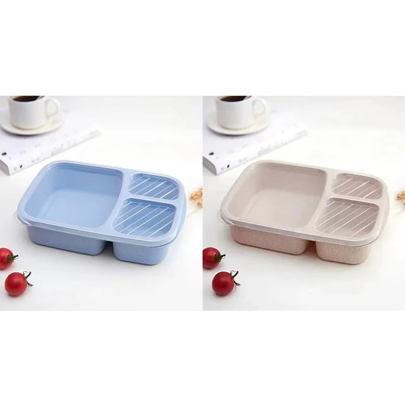 1-3pc Straw Lunch Box Portable Bento Box With Compartment Picnic Bento Box Fruit Container Microwave Oven Dinnerware for Student
