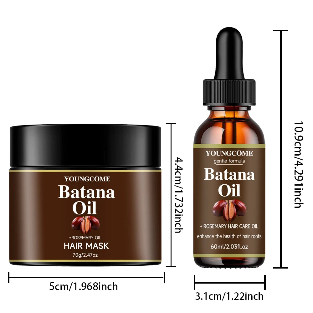 YOUNGCOME Batana Oil & Rosemary Oil Hair Care Set: 2-Piece Nourishing Hair Mask & Serum for Gentle Scalp Support