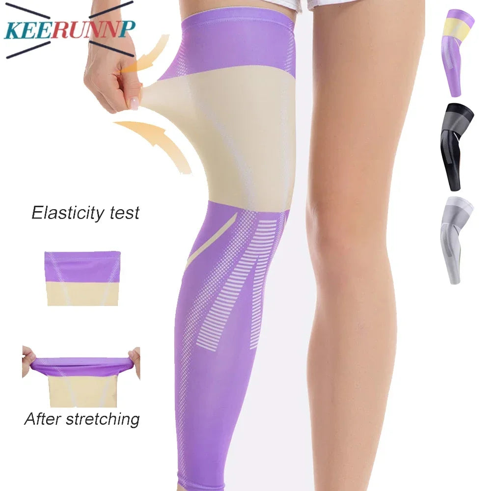 1PCs Compression Leg Sleeves Full Length for Varicose Veins Running Cycling Sports UV Protection Knee Support for Women Men