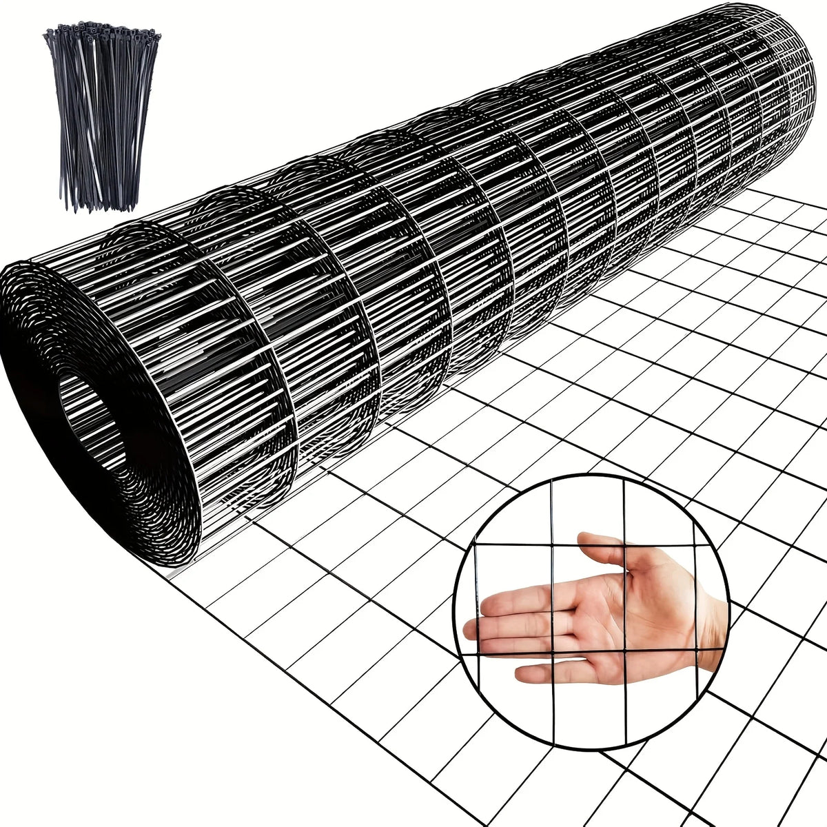 Black PVC Coated Welded Wire Fence 36 Inch X 50 Foot, 2 Inch X 4 Inch 14GA, Garden Border Fencing Roll Vinyl Coating Metal