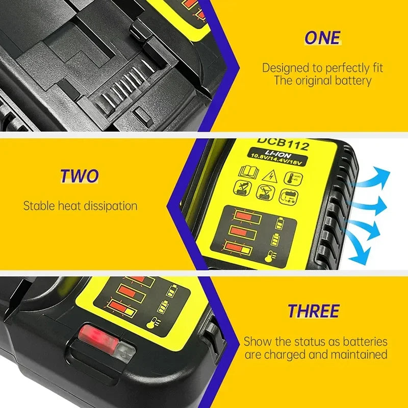 Lithium Battery Charger Accessories Parts LED Display For DeWalt For XR 10.8V 14.4V 20V Li-ion Cell Pack DCB112 DCB115 DCB118