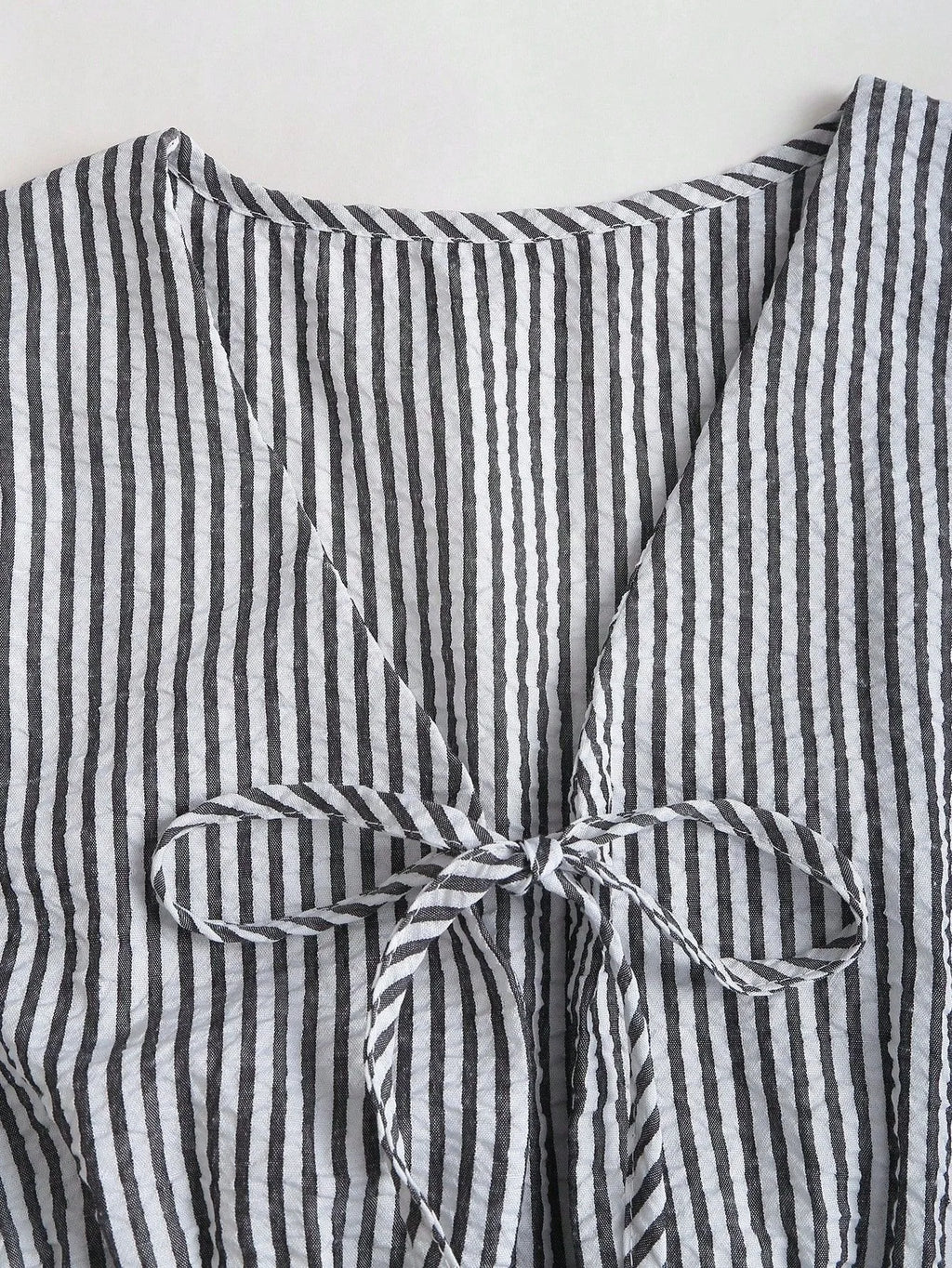 Spring/Summer Solid-Color Striped Set: Casual Tank Top, Tie-Front Tank Top, and Loose-Fit Tie-Front Solid-Color Pants