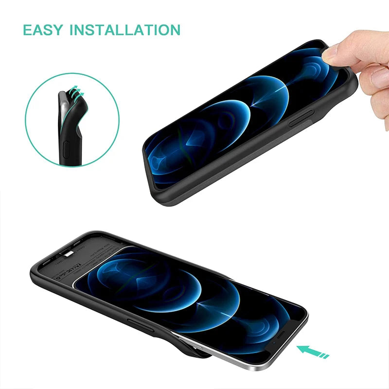 6800/7000mAh Battery Charger Case for iPhone 16 15 14 13 12 11 Pro Max 12 Mini X XS XR 6 7 8 Plus SE 2 Power Bank Charging Case