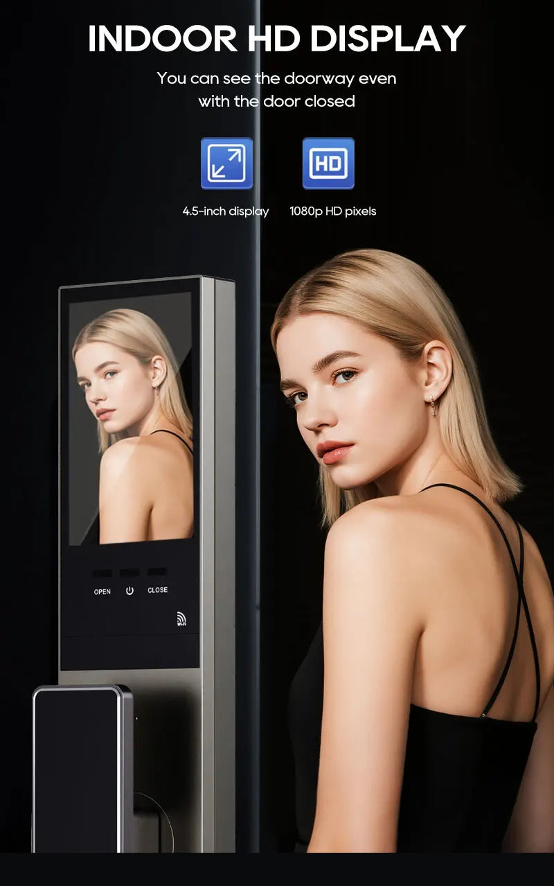 SANKESONG Tuya Smart 3D Face Door Lock Security Camera Monitor Intelligent Fingerprint Password Biometric Dual Battery