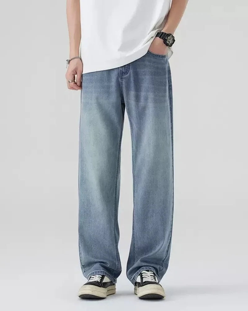 Men's Denim Pants Vintage Washing Wide Leg Loose Jeans Casual Straight American Style  Street Men Trousers Four Seasons New 2026