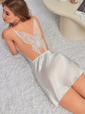 Spring And Summer New Sexy Casual Comfortable Breathable Imitation Silk Sleeping Dress Solid Color Slip Dress