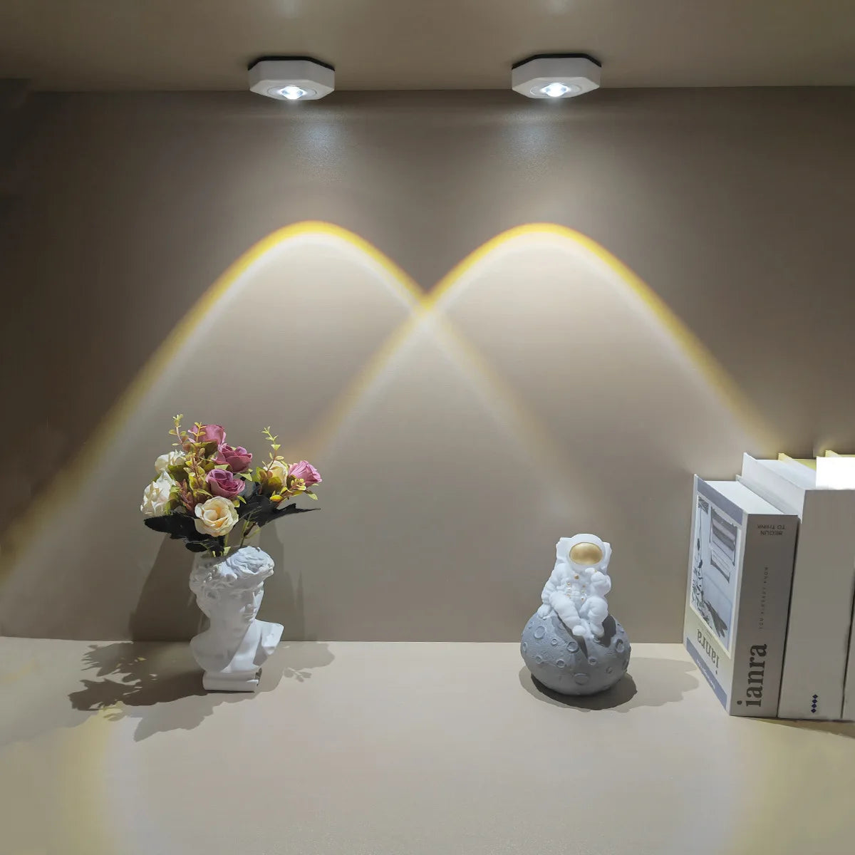 Creative Hexagonal Cat Eye Under Cabinet Light Sunset Red Projection Sunset Lamp Battery Powered Touch LED Decorative lights
