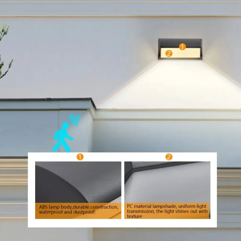 LED Motion Sensor Outdoor Wall Light Waterproof IP65 Retro Style Porch Balcony Garden Courtyard Lamp Living Room Wall Sconce
