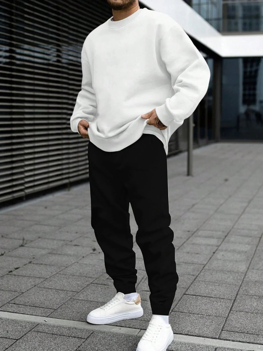 Mens Tracksuit Solid Color Sweatshirt Casual Sports Jogging Clothing Hip Hop Autumn Winter Sportswear Single Piece Tops Pants