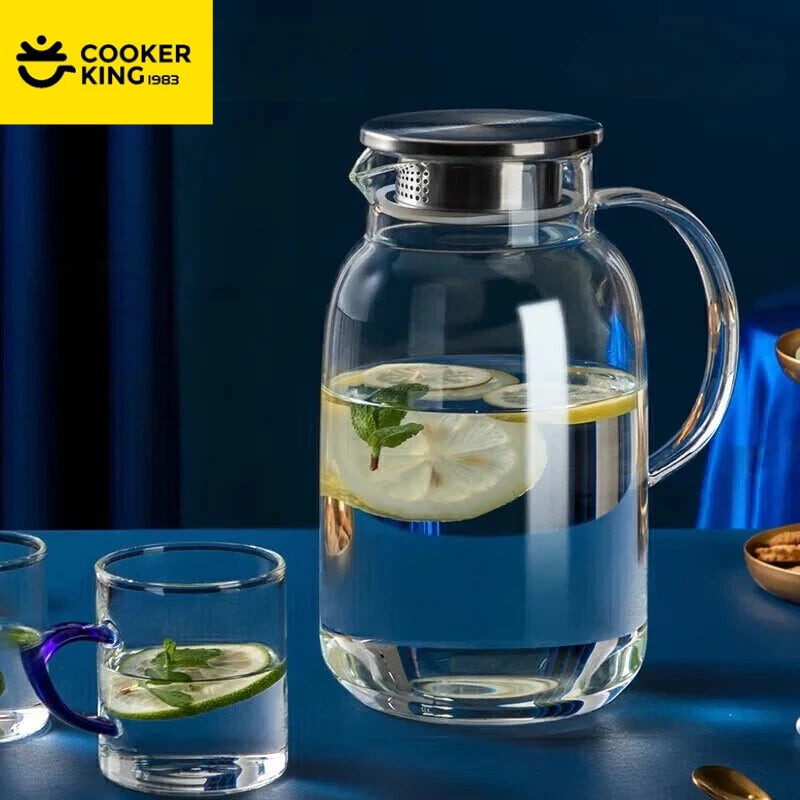 COOKER KING 1.8/2.5L Glass Water Kettle High Borosilicate Glass Large Capacity Teapot High Temperature Resistance Office Use