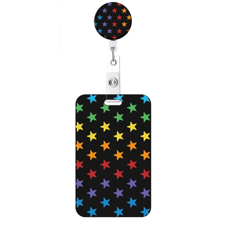 Flower Retractable Buckle Card Holder Women Business Badge Case Reel Clip Girls Cardholders Doctors Nurses Hang Credential holde