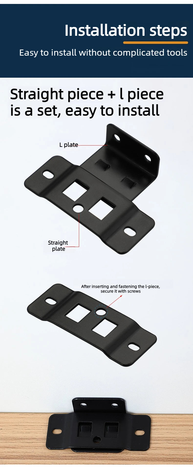 4 Pair Metal Fixing Buckle Two in One Insert Furniture Laminate L Shaped 90 Degree Connector Bracket Hardware Easy Install Home