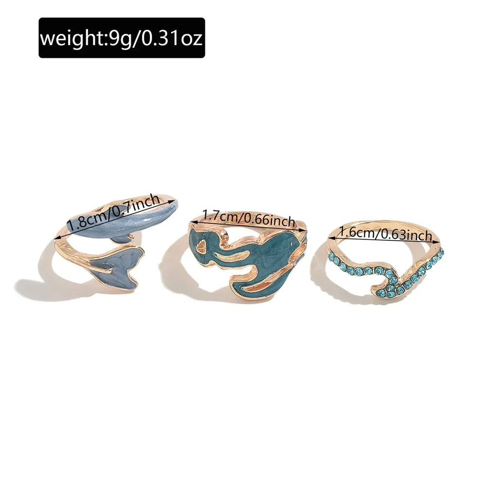 3pcs Set New Fashion 925 Sterling Silver Cute Guppy Ring Stacking Finger Ring, Animals Adjustable Open Rings Birthday Gift